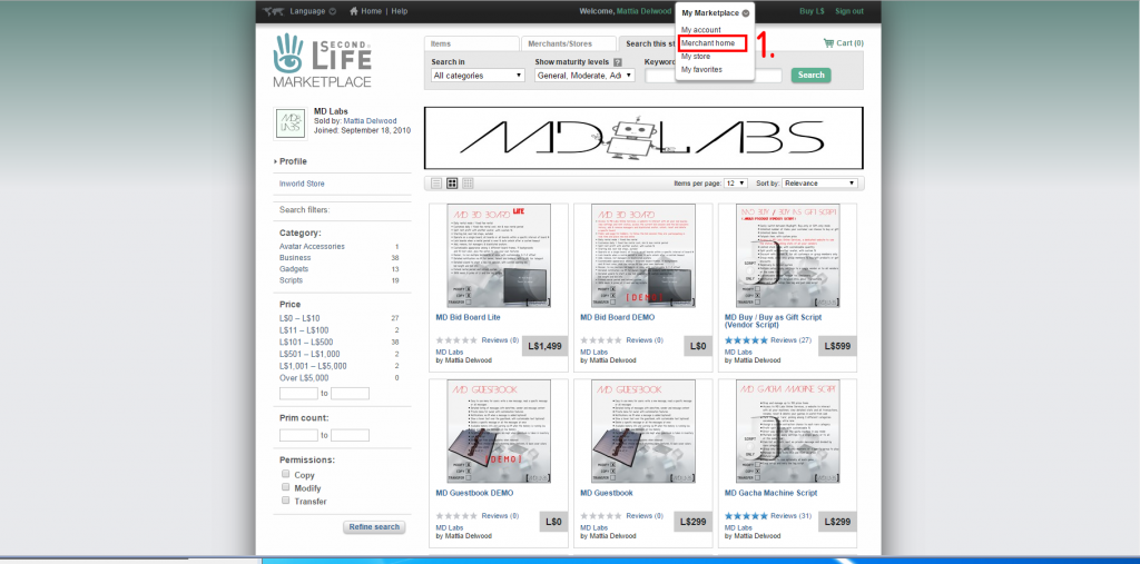 SL Marketplace Integration - Step 1