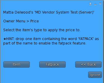 Price – Item’s price selection