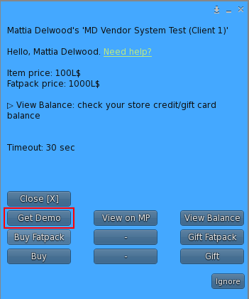 User Menu - Demo