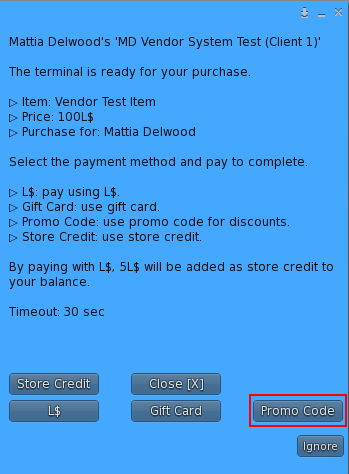 MD Vendor System - Promo code as payment method