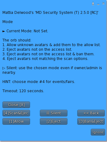 Mode menu