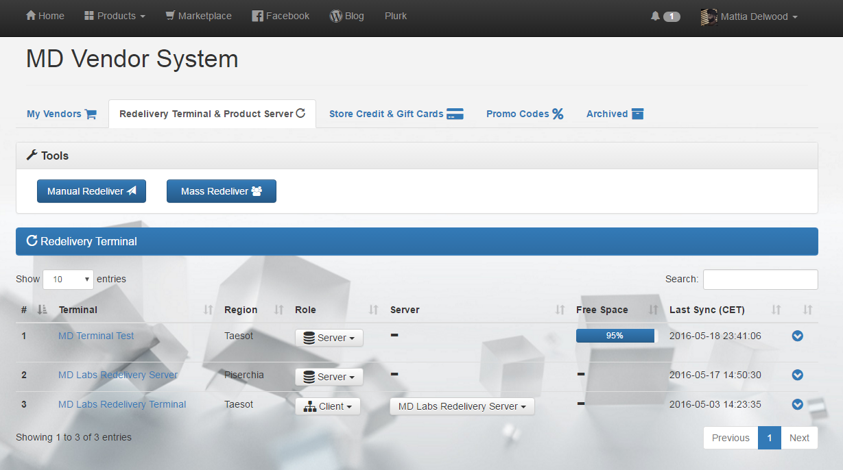 MD Redelivery Terminal & Product Server User Manual | MD Labs