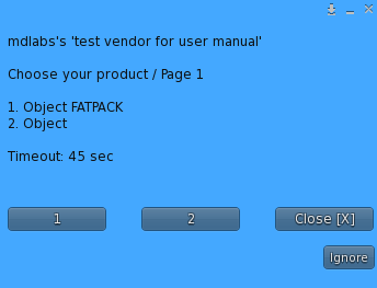 User Menu – Product selection