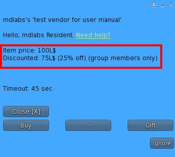 User Menu - Discount for group members