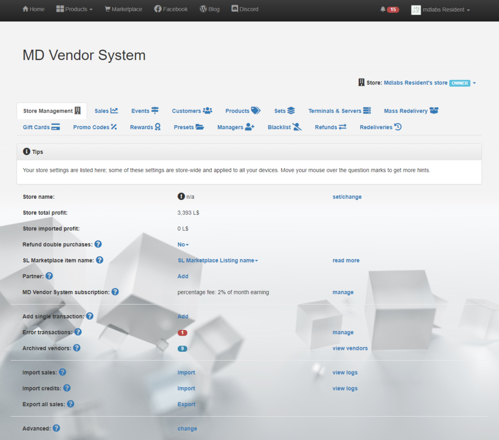 MD Labs Online Services – MD Vendor System homepage