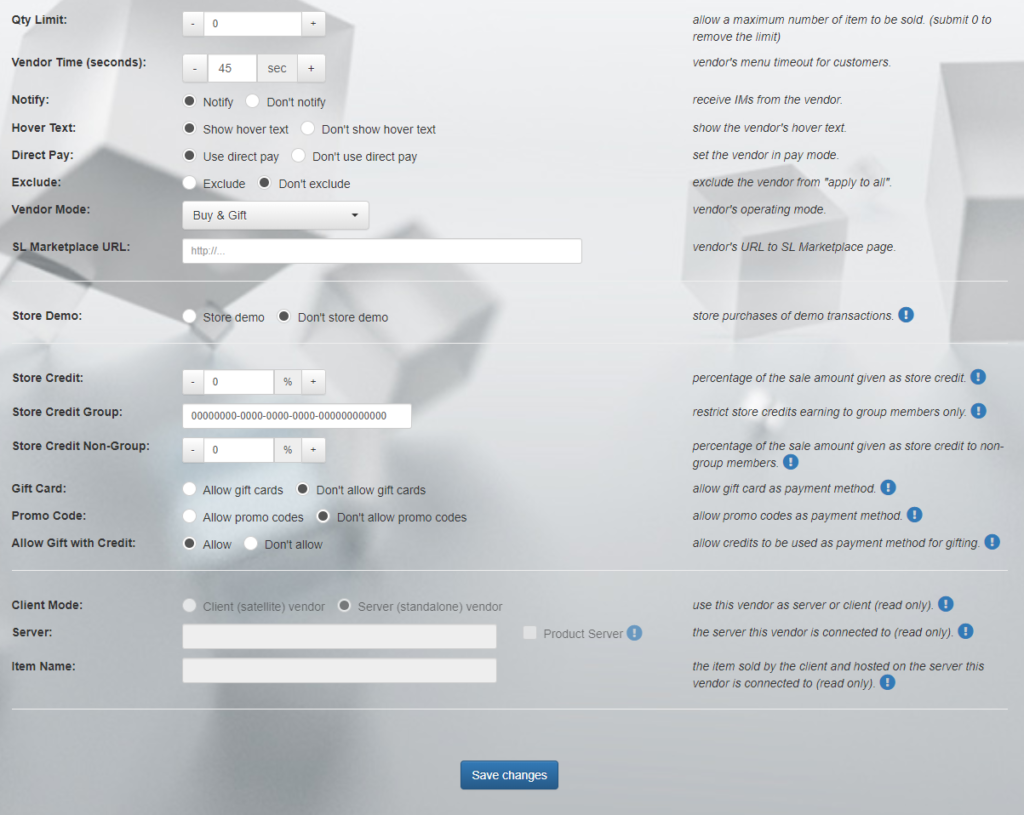 MD Vendor System details – Settings (2) (click to enlarge)