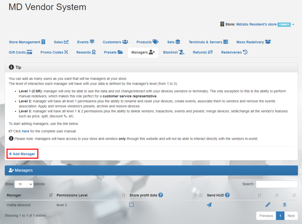 MD Vendor System Homepage – Managers tab (click to enlarge)