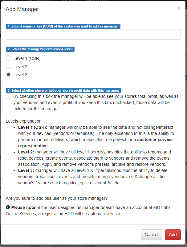 Managers - Add manager wizard