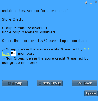 Store Credit sub-menu