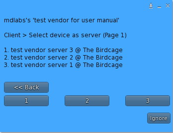 Client connection – Step 2 – Vendor Server selection