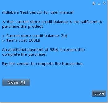 User Menu – Mixed Payment with store credits