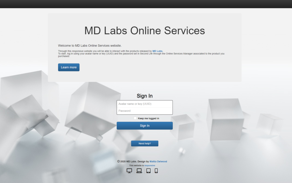 MD Labs Online Services login page (click to enlarge)