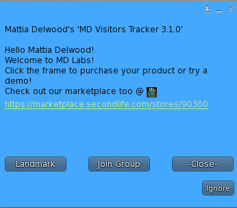 MD Visitors Tracker - Greeting window (example)