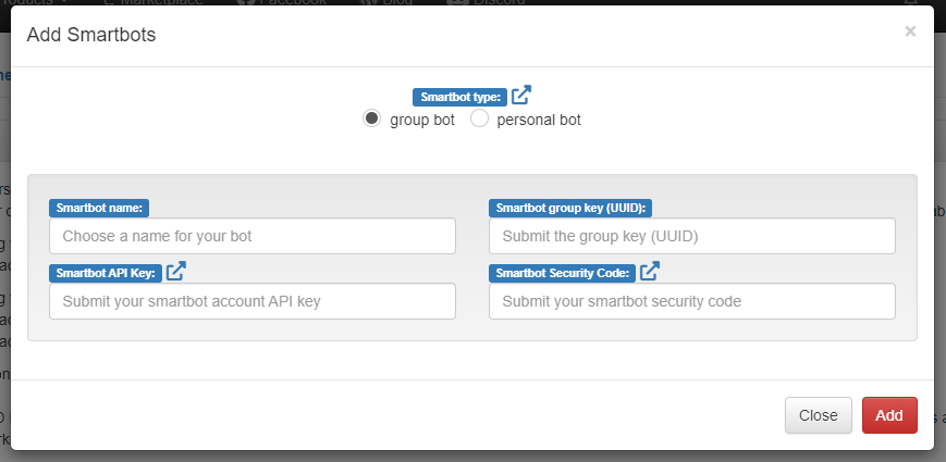 Smartbots – Add smartbot wizard