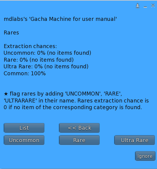 MD Gacha Machine - Rares menu